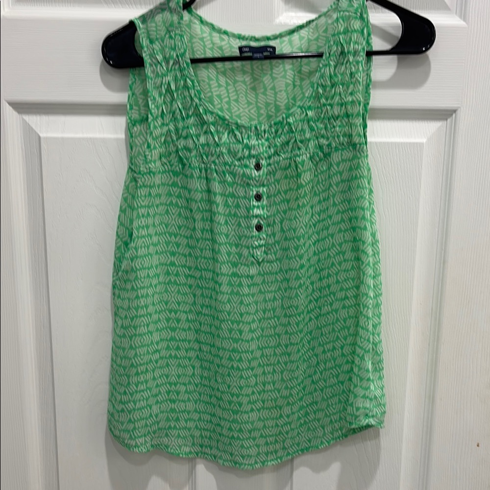 GAP Green Smocked Sleeveless Tank Top